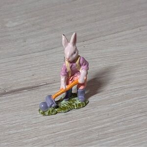 Miniature Porcelain Rabbit Garden Figurine Easter Cottagecore Bunny Decor 1in